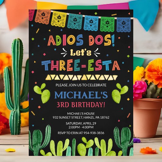 Invitation d'anniversaire de trois ans d'Esther |