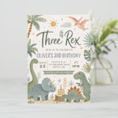 Invitation d'anniversaire de trois garçons Rex din (Debout devant)