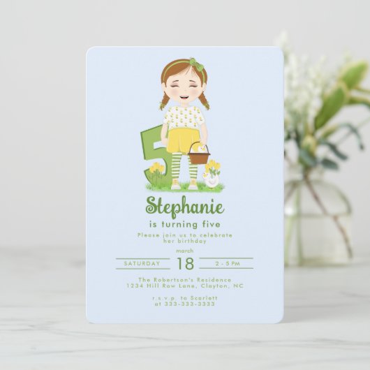 Invitation d'anniversaire de Tulip (Debout devant)