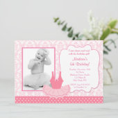 Invitation d'anniversaire de tutu de ballerine (Debout devant)