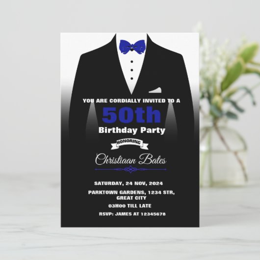 Invitation d'anniversaire de Tuxedo (Debout devant)
