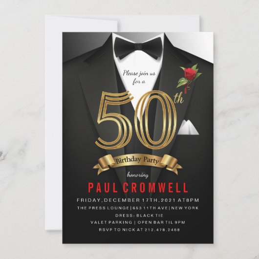Invitation d'anniversaire de Tuxedo (Devant)