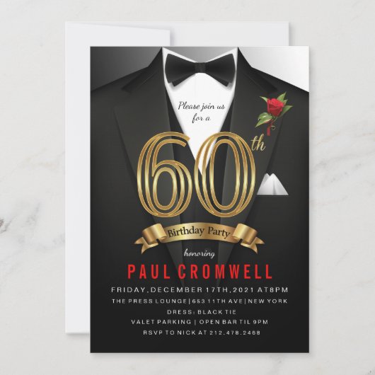 Invitation d'anniversaire de Tuxedo (Devant)