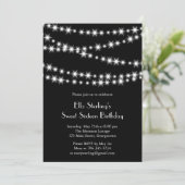 Invitation d'anniversaire de Twinkle Lights (noir) (Debout devant)