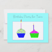 Invitation d'anniversaire de Twins Cupcake (Devant)