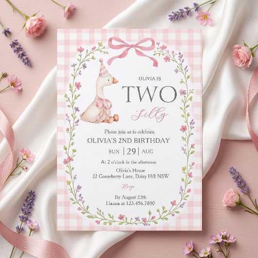 Invitation d'anniversaire de Two Silly Goose Bow W