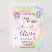 Invitation d'anniversaire de Unicorne Fairy invite (Devant / Derrière)