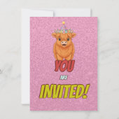 Invitation d'anniversaire de vache Highland Fluffy (Dos)