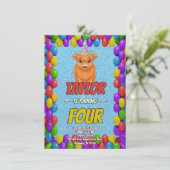 Invitation d'anniversaire de vache Highland Fluffy (Debout devant)