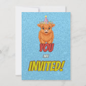 Invitation d'anniversaire de vache Highland Fluffy (Dos)