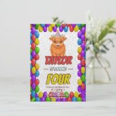 Invitation d'anniversaire de vache Highland Fluffy (Debout devant)