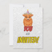 Invitation d'anniversaire de vache Highland Fluffy (Dos)