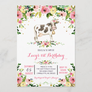 Invitation d'anniversaire de vache, invitation d'a