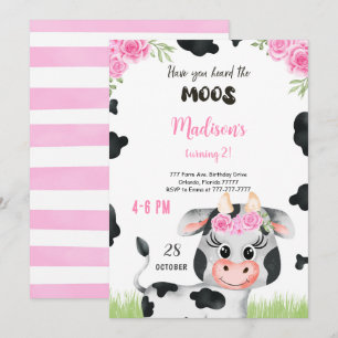 Invitation d'anniversaire de vache modifiable