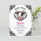 Invitation d'anniversaire de vache pour filles fêt (Debout devant)
