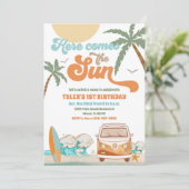 Invitation d'anniversaire de van de surf de plage (Debout devant)