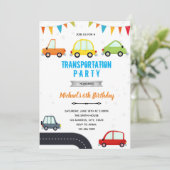 Invitation d'anniversaire de véhicule de transport (Debout devant)