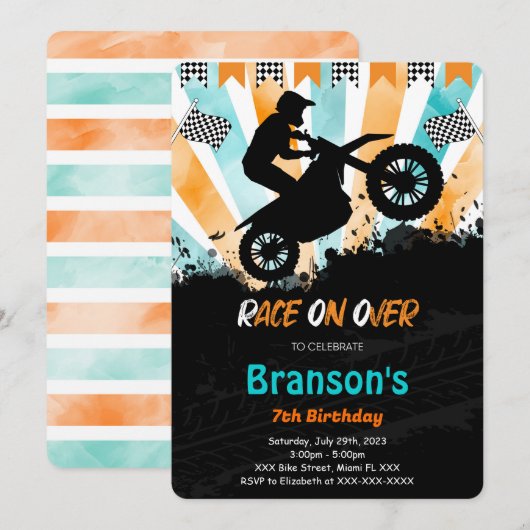 Invitation d'anniversaire de vélo (Devant / Derrière)