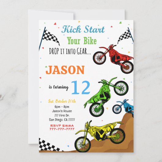 Invitation d'anniversaire de vélo (Devant)