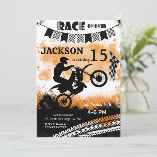 Invitation d'anniversaire de vélo modifiable, Invi (Debout devant)