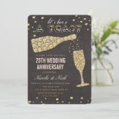 Invitation d'anniversaire de verre à vin diamant o (Debout devant)