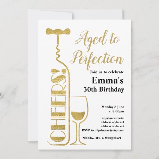Invitation d'anniversaire de vin (Devant)