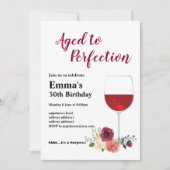 Invitation d'anniversaire de vin, Agé à Perfection (Devant)