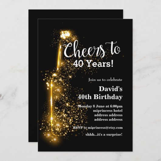 Invitation d'anniversaire de vin, applaudissements (Devant / Derrière)