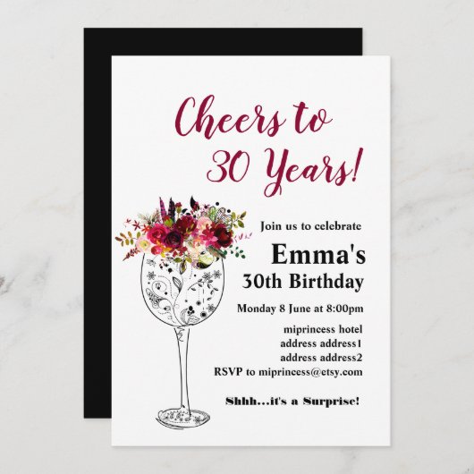 Invitation d'anniversaire de vin, Bravo ! (Devant / Derrière)