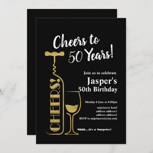 Invitation d'anniversaire de vin, Bravo ! (Devant / Derrière)