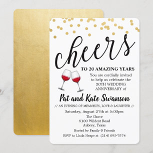 Invitation d'anniversaire de vin Cheers TOUTE ANNÉ