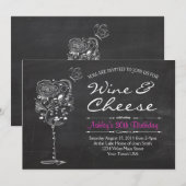 Invitation d'anniversaire de vin et de fromage (Devant / Derrière)