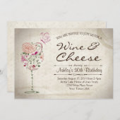 Invitation d'anniversaire de vin et de fromage (Devant / Derrière)