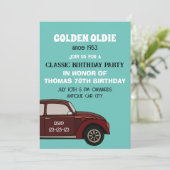 Invitation d'anniversaire de voiture classique ant (Debout devant)