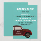 Invitation d'anniversaire de voiture classique ant (Devant / Derrière)
