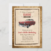 Invitation d'anniversaire de voiture classique vin (Devant)