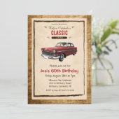 Invitation d'anniversaire de voiture classique vin (Debout devant)