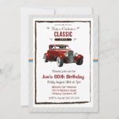 Invitation d'anniversaire de voiture classique vin (Devant)