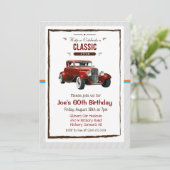 Invitation d'anniversaire de voiture classique vin (Debout devant)