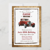 Invitation d'anniversaire de voiture classique vin (Devant)