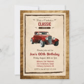 Invitation d'anniversaire de voiture classique vin (Devant)