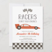 Invitation d'anniversaire de voiture de course (Devant)