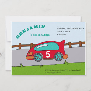 Invitation d'anniversaire de voiture de course