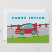 Invitation d'anniversaire de voiture de course (Dos)