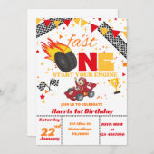 Invitation d'anniversaire de voiture de course (Devant / Derrière)