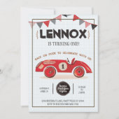 Invitation d'anniversaire de voiture de course (Devant)