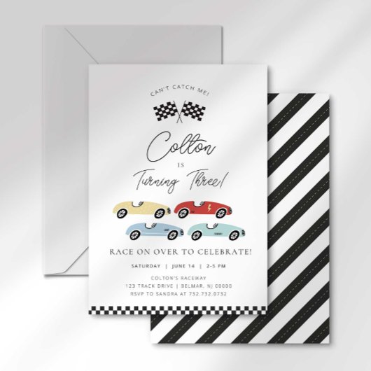 Invitation d'anniversaire de voiture de course