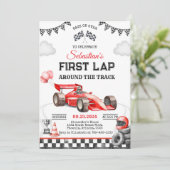 Invitation d'anniversaire de voiture de course (Debout devant)