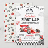 Invitation d'anniversaire de voiture de course (Devant / Derrière)