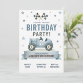 Invitation d'anniversaire de voiture de course (Debout devant)